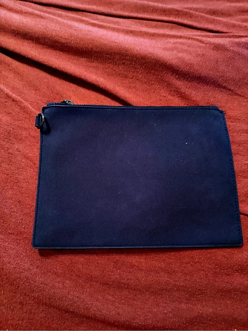 BCBG Blue Suede Zip Pouch